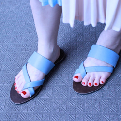 [残りわずか！]  re-born sandals ver.mizu-iro /フラットサンダル　水色 2枚目の画像