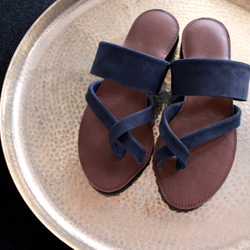 [new!]  re-born sandals ver.navy /フラットサンダル＊ネイビー 1枚目の画像