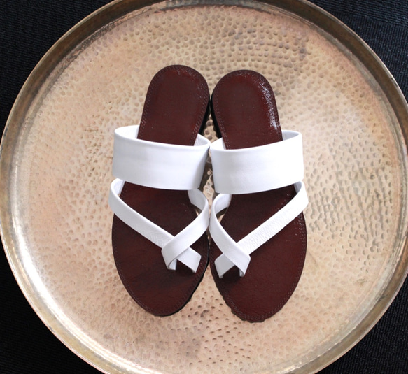 [ラスト１足] re-born sandals ver.white /フラットサンダル＊ホワイト 2枚目の画像