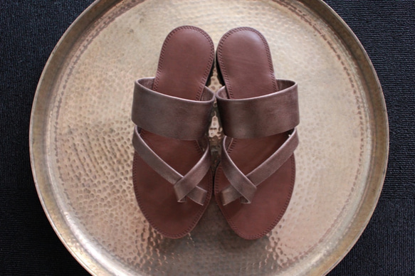 【かずちん様専用ページ】 re-born sandals ver.bronze /フラットサンダル＊ブロンズ 4枚目の画像