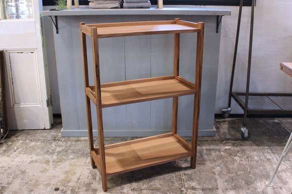 Re-design Furniture｜ソリッドシェルフ 3段ラック 縞もようチーク