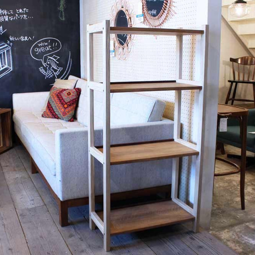 Re-design Furniture｜ソリッドシェルフ 4段ラック オーク材×かりん 