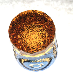 1点物　江戸切子　送料無料　無料包装　結婚祝　記念品　還暦祝　琥珀色瑠璃被せクリスタルガラス 焼酎グラス　Ring 5枚目の画像