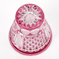 江戸切子　送料無料　無料包装　結婚祝　還暦祝　退職祝　誕生日　金赤（ピンク色）被せクリスタルガラスロックグラス 4枚目の画像
