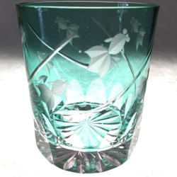 数量限定品　江戸切子　父の日　伝統工芸品　ロックグラス　金魚グラス  エメラルドグリーン　結婚祝　プレゼント　 1枚目の画像