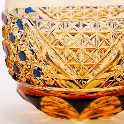 江戸切子 黄被せアンバーお猪口