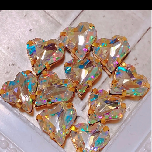 ꫛꫀꪝ✧‧˚高品質AAAA級レーザーカットハートガラスビジュー♡10個 