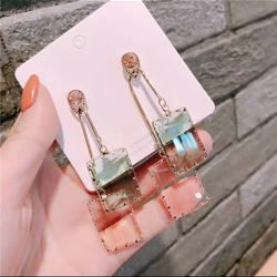 ꫛꫀꪝ✧‧˚ 透明なクリスタルドロップアクリルピアス♡針SV925 3枚目の画像