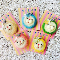 のんきなちくわネコブローチ【オリジナルゆるキャラ】 羊毛フェルト