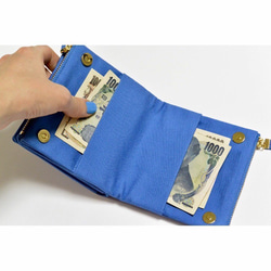 二つ折り財布〔キイロ〕　財布　帆布　黄色　シンプル 3枚目の画像