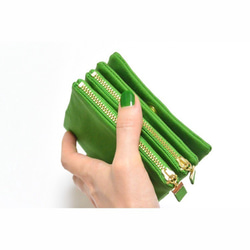 二つ折り財布〔ミドリ〕　財布　帆布　緑　シンプル 1枚目の画像