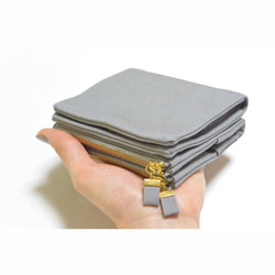 二つ折り財布〔グレー〕　財布　帆布　灰色　シンプル 1枚目の画像