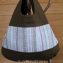 手織りのバッグ（オリーブ）-pink- 2枚目の画像