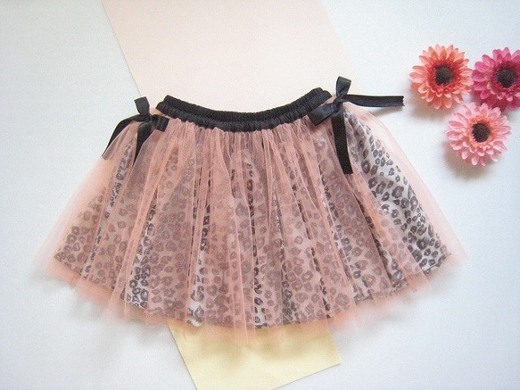【１点もの】ハロウィン仕様キッズバルーンスカート☆レオパード柄 2枚目の画像