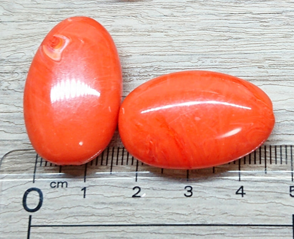 6個セット フェイクストーン 天然石風ビーズ  ビビッドオレンジ 4枚目の画像