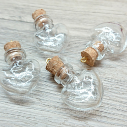 ハートの小瓶 4個セット コルクカン付きゴールド色 1枚目の画像