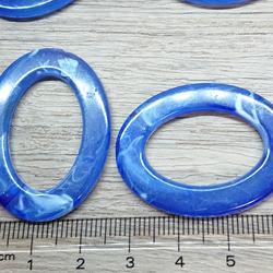 6個セット フェイクストーン マーブル天然石風穴なし楕円ビーズ  青 4枚目の画像