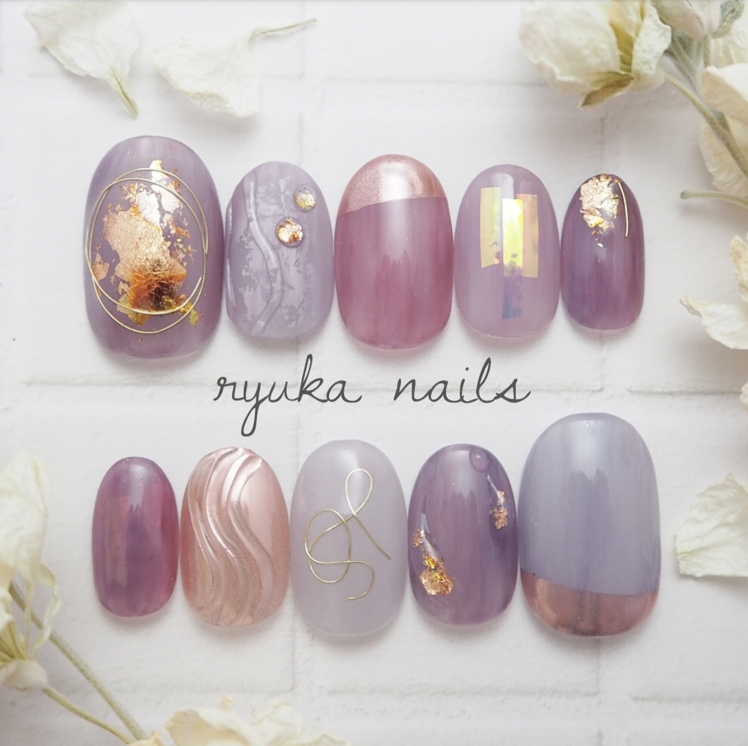 うる艶♡パープルニュアンスネイル ネイルチップ（つけ爪