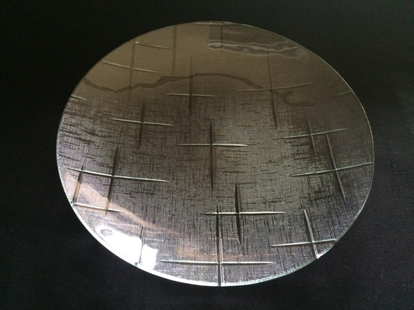 昭和型ガラス「かすり」円形皿　大（Φ180mm） 1枚目の画像