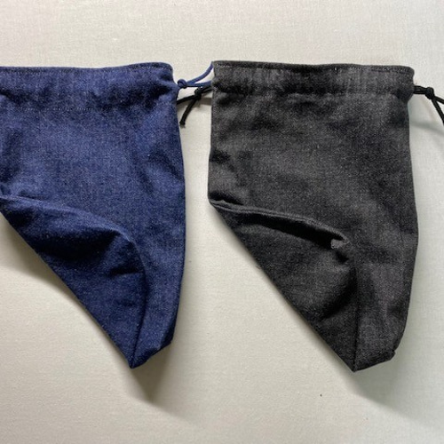 巾着袋・給食袋に【紺デニム無地・黒デニム無地】 その他入園