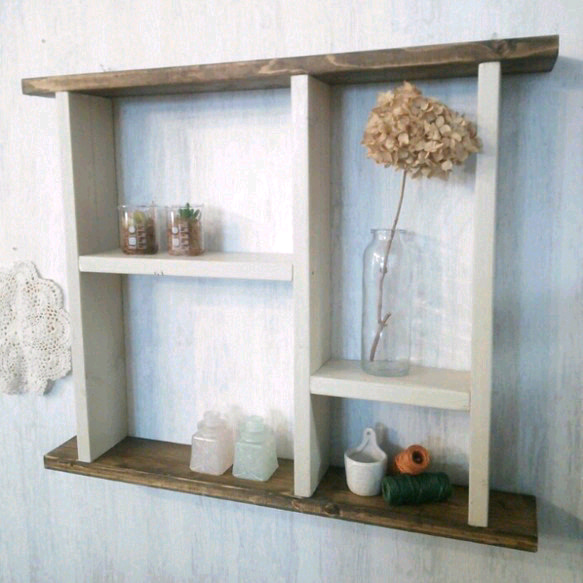 wood shelf 【ホワイト×ブラウン】 1枚目の画像