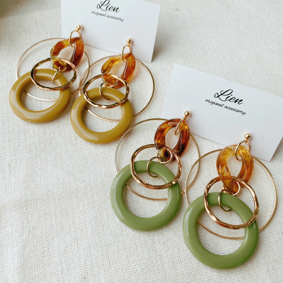 spring green×gold ピアス/イヤリング 6枚目の画像