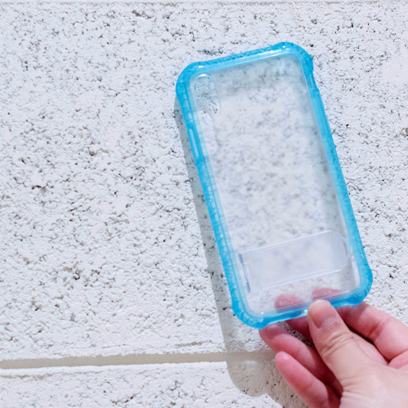 硬いSeries│iPhoneのX（5.8インチ）スタンド空気圧衝撃吸収保護ケース氷ブルードロップ│ 3枚目の画像