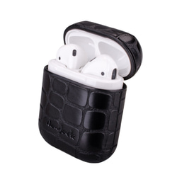 NavJack│APPLE│AirPods│ストラップ付きBluetoothヘッドフォンストレージ保護ボックス[クロコダイルブラ 4枚目の画像