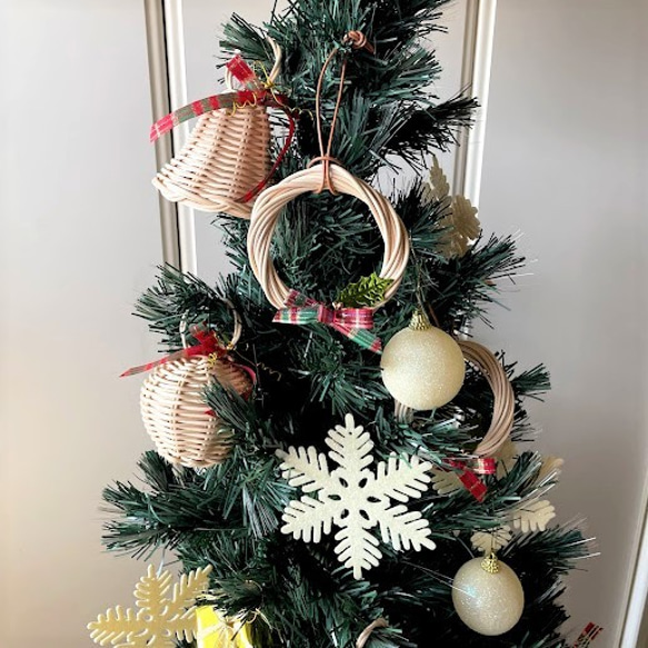 籐で作ったクリスマスオーナメントセット お正月に飾れる水引の