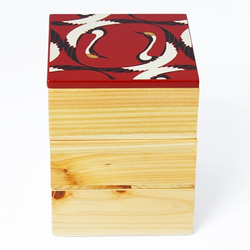 Njeco汎 鶴蒔絵ミニ三段重箱（赤） 2枚目の画像