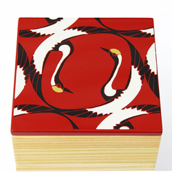 Njeco汎 鶴蒔絵ミニ三段重箱（赤） 5枚目の画像