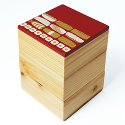 Njeco汎 鮨蒔絵ミニ三段重箱（赤） 1枚目の画像