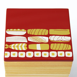 Njeco汎 鮨蒔絵ミニ三段重箱（赤） 4枚目の画像