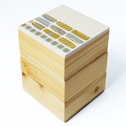 Njeco汎 鮨蒔絵ミニ三段重箱（オフホワイト） 1枚目の画像