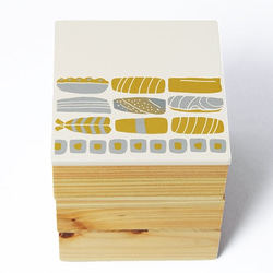 Njeco汎 鮨蒔絵ミニ三段重箱（オフホワイト） 3枚目の画像