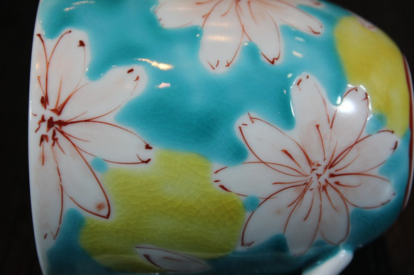 九谷焼マグカップ　花ロマン（ブルー） 5枚目の画像