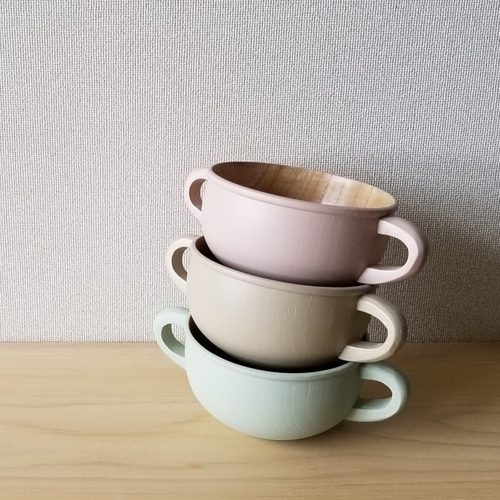 選べる3色】山中塗り 木製 NEZU 子ども用両手付きカップ【木製】スープ