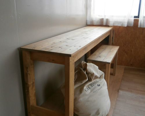 年末SALE ビンテージ　デスク 作業台 飾り台 剥離 アンティーク風 デスク・作業台・ハンドメイド 160cm 【MD31