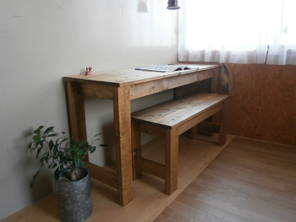 アンティーク風 机・作業台・パソコン台  140cm  【 DW 】 2枚目の画像