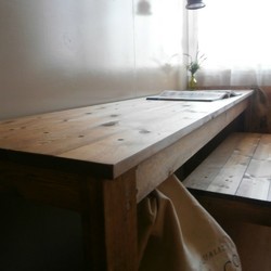 アンティーク風 ベンチ・テーブル・飾り台　100×36cm  【 DW 】 3枚目の画像