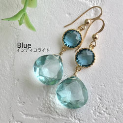 K14GF Selectable glass charm and hydro quartz Earrings 第2張的照片