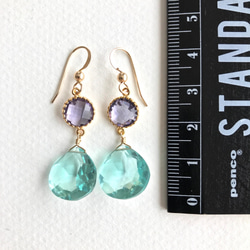 K14GF Selectable glass charm and hydro quartz Earrings 第5張的照片