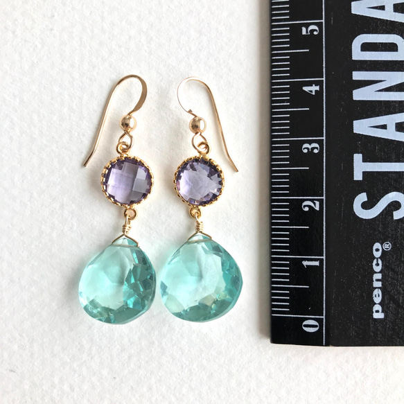 K14GF Selectable glass charm and hydro quartz Earrings 第5張的照片