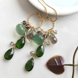 K14GF Chrome diopside and serpentine Earrings 第1張的照片