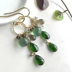 K14GF Chrome diopside and serpentine Earrings 第7張的照片