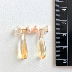 K14GF Freshwater pearl and Citrine earrings 第5張的照片