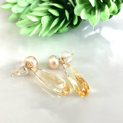 K14GF Freshwater pearl and Citrine earrings 第9張的照片