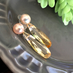 K14GF Freshwater pearl and Citrine earrings 第10張的照片