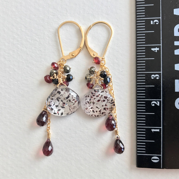 14kgf Lepidocrocite and garnet Earrings 第4張的照片