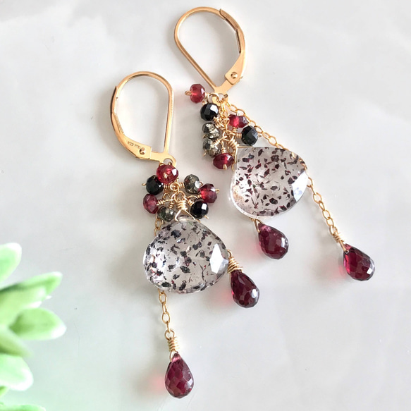 14kgf Lepidocrocite and garnet Earrings 第6張的照片